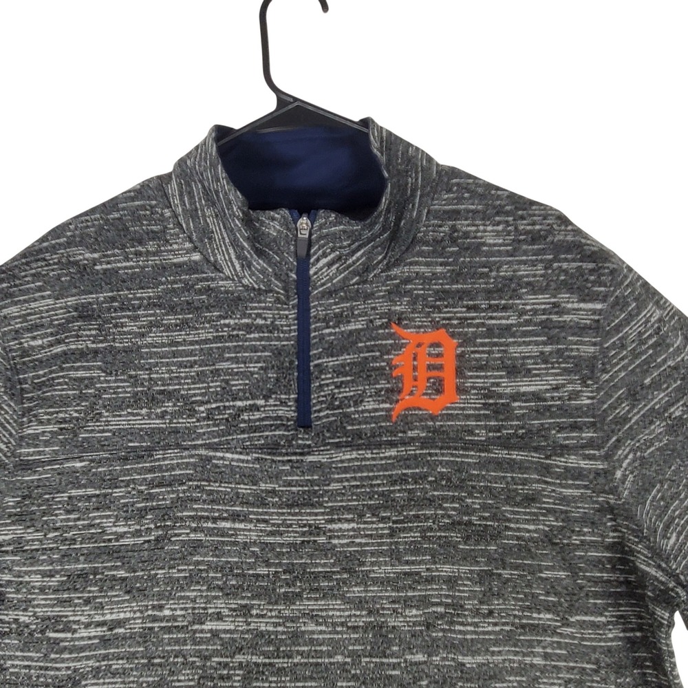 Majestic MLB Detroit Tigers Quarter Zip Pullover Gray Space Dye Women Large NWT